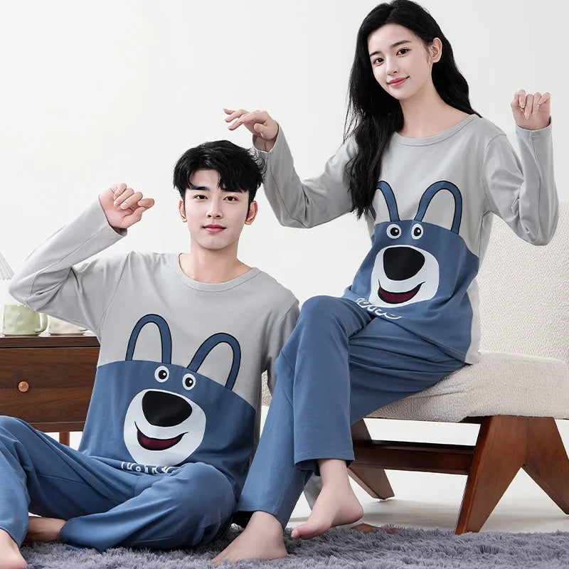 Cotton Couple Pajamas Sets for Women Men Plus Size Sleepwear Comfortable Homewear Autumn Spring Leisure Loungewear Pijamas
