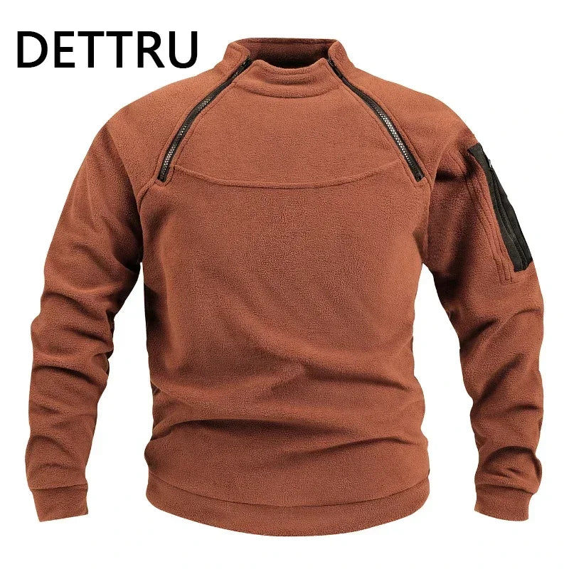 Outdoor Men's TacticalFleece Jacket Clothes Warm Zippers Pullover Men Windproof Coat Thermal Hiking Sweatshirt