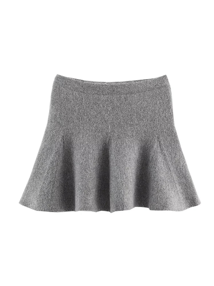 TFMLN Women's Knitted Mini Skirt Set Long Sleeve Loose Bomber Jacket Top A-Line Short Skirt Autumn Winter New Elegant Suit