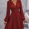 Asymmetric Neck Lantern Sleeve Dress Women Winter Knit Dress with Waist Shirring Bodycon Long Maxi Dress