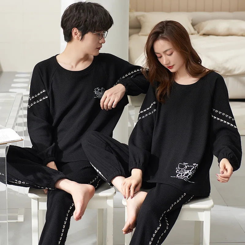 Cotton Couple Pajamas Sets for Women Men Plus Size Sleepwear Comfortable Homewear Autumn Spring Leisure Loungewear Pijamas