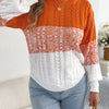 Woman Casual Color Block Striped Sweater Round Neck Lantern Long Sleeve Twist Knitted Tops for 2025 Autumn Winter Women Clothes