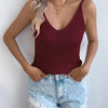 Elegant Solid Color V-Neck Knitted Vest Spring Summer Casual Hollow Design Comfortable Breathable Women's Fashion Top