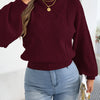 Women's Solid Color Round Neck Lantern Long Sleeve Knitted Sweaters for 2025 Autumn Winter Clothes Yellow Red Khaki