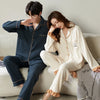 Autumn Couple Pijamas Set For Men Women Cotton Kimono Homewear Man Pjs Female Pijamas Suit Pyjamas Home Clothes Drop Ship