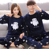 2pcs/Set Fall And Winter Coral Fleece Couple Pajamas Women's Thickened Padded Warm Facecloth Men's Home Wear Clothes top + pants