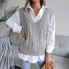 New Fashion Women Knitted Sweater Vest Casual Solid Color Sleeveless Tops Warm Soft Undershirt Loose Pullover Blue Grey