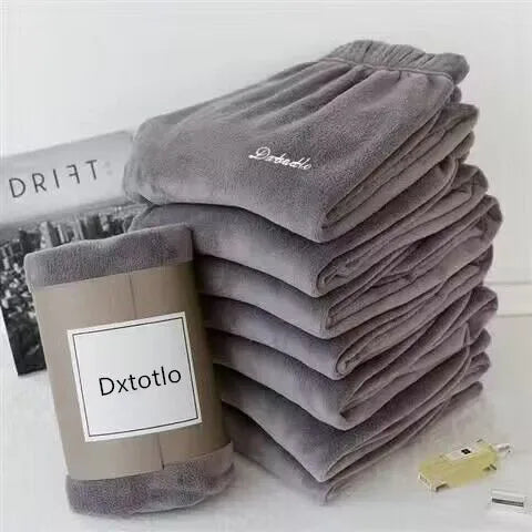 Thiened Coral Fce Home Clothes Spwear ex Winter Warm Loose Fit Home Leisure Suit for Teens Kids Middle-Aged And E...