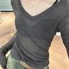 Women Long Sleeve T Shirt Thin Perspective Summer Solid Slim Casual Shirts Female Pullovers Basic Tee Y2k Clothes Streetwear Top