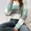 Casual Loose Striped round Neck Women's Sweater Thick Winter Knitted Top French Style Shoulder Loose Autumn Winter Sweater