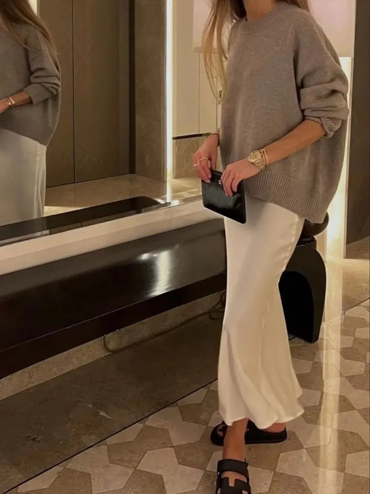 Satin Skirt Women High Waist Long Skirts For Women Summer Black Midi Skirt Woman Office Elegant Women's Skirts