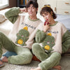 Couples Pajamas Women Men Winter Thicken Pyjamas Sleepwear Cartoon Dinosaur Korean Lovers Homewear Soft Warm Hoodies Pijama