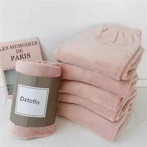 Thiened Coral Fce Home Clothes Spwear ex Winter Warm Loose Fit Home Leisure Suit for Teens Kids Middle-Aged And E...