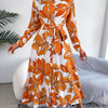 Women Casual Floral Print Long Sleeve Maxi Shirt Dress