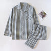2026 New Japanese Spring and Autumn Couple Pajama Set 100% Cotton Men's and Women's Plaid Long Sleeve Two Piece Home Furnishing