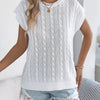 Spring Summer Solid Color Knit Tops Twist Round Neck Sleeveless Pullover White Black Khaki Casual Woman Clothing