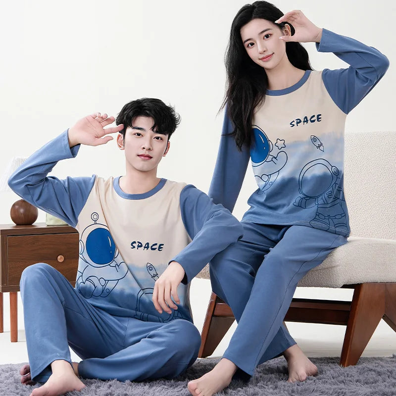 Cotton Couple Pajamas Sets for Women Men Plus Size Sleepwear Comfortable Homewear Autumn Spring Leisure Loungewear Pijamas