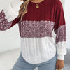 Woman Casual Color Block Striped Sweater Round Neck Lantern Long Sleeve Twist Knitted Tops for 2025 Autumn Winter Women Clothes