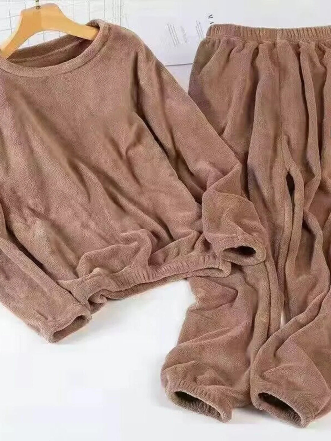 Thiened Coral Fce Home Clothes Spwear ex Winter Warm Loose Fit Home Leisure Suit for Teens Kids Middle-Aged And E...