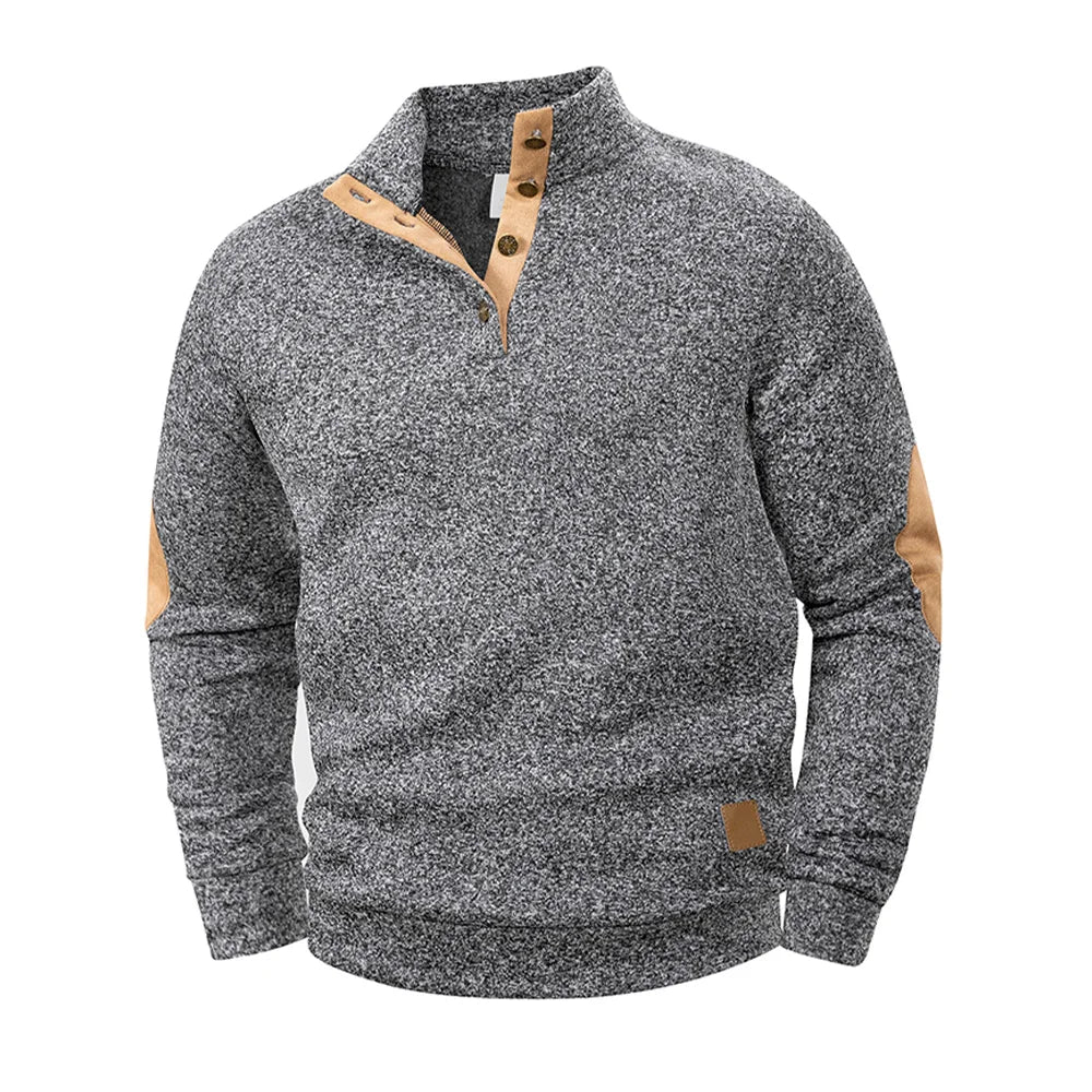 Spring Autumn Men's Casual Pullover Button Down Stand Collar Henley Polo Coats Long Sleeve Stand Collar Sweatshirts for Sport
