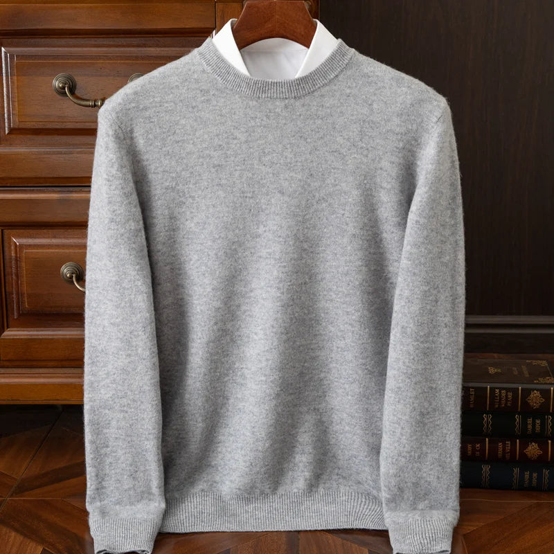 2025 Cashmere Sweater O-neck Pullovers Men's Loose Oversized M-3XL Knitted Bottom Shirt Autumn Winter New Korean Casual Men Top