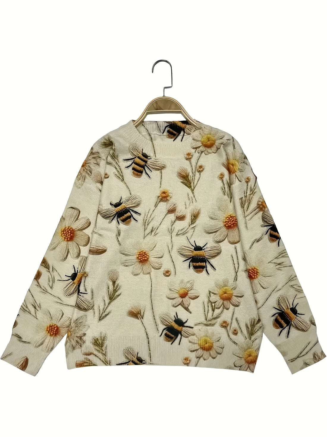 Ladies' autumn and winter printed round-neck long-sleeved knitted pullover - Animal print - suitable for daily casual wear