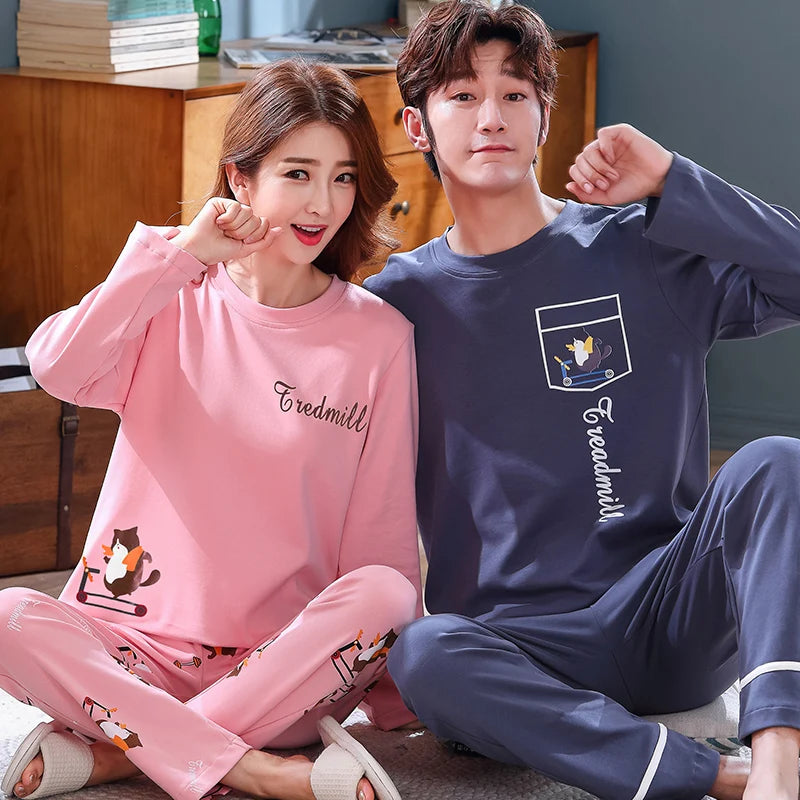 Cotton Couple Pajamas Sets for Women Men Plus Size Sleepwear Comfortable Homewear Autumn Spring Leisure Loungewear Pijamas