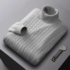 New Men's Turtleneck Sweater Solid Color High Neck Pullover Knitted Sweaters Casual Elastic Sweatwear Mens Fall Winter